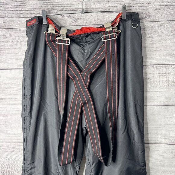 Vintage Columbia Men's Black Ski Snowboard Full Zip Sides Pants Suspenders XXL‎ - Picture 1 of 9